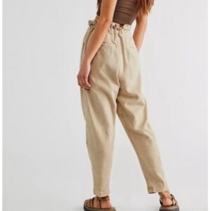 Free People Paperbag Waist Trouser Pants Womens Pleated Cropped Leg Drawstring